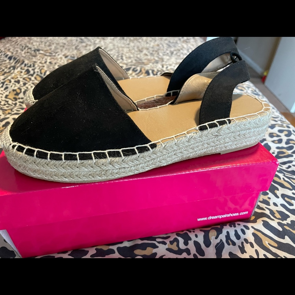 Black Espadrille Flatform Sandals